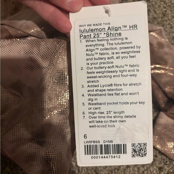 NEW Lululemon Align High-Rise 25” Diamond Dye Metallic Shine Pink Gold Leggings - Picture 8 of 11